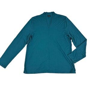 Talbots Long Sleeve Jersey Knit Teal Top size XL